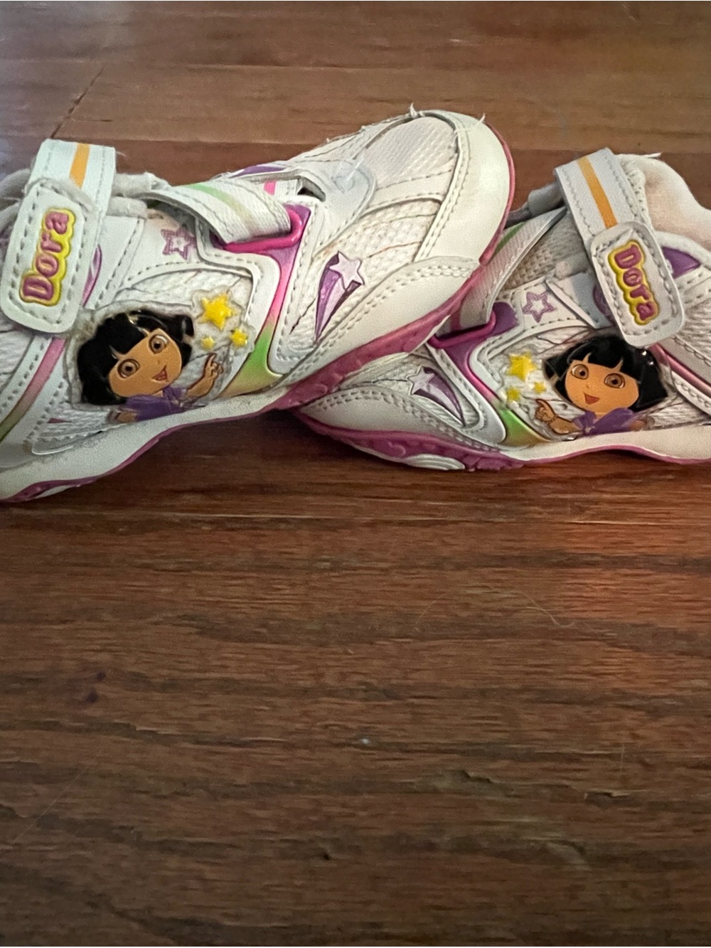 Vintage Y2K Dora The Explorer Kids White and Pink Velcro Sneakers Size 11 Toddle